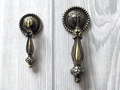 Vintage Style Pendant Cabinet Door Pull, Black Red Bronze
