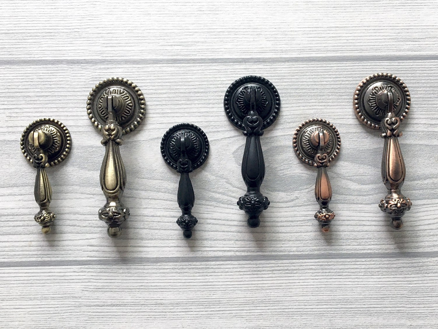 Vintage Style Pendant Cabinet Door Pull, Black Red Bronze