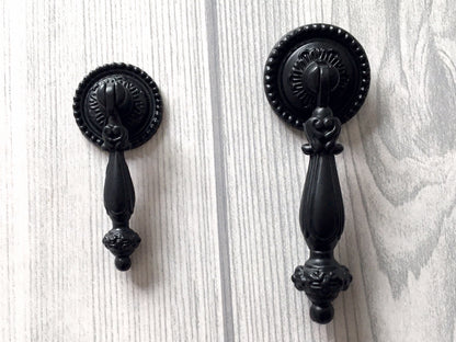 Vintage Style Pendant Cabinet Door Pull, Black Red Bronze