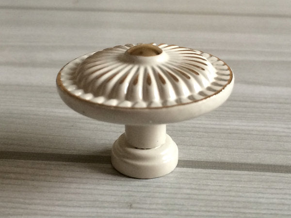 Shabby Chic Dresser Drawer Handle, Cabinet Swing Bail Pull, Creamy White Gold