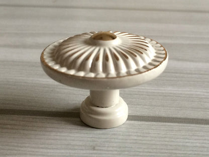 Shabby Chic Dresser Drawer Handle, Cabinet Swing Bail Pull, Creamy White Gold