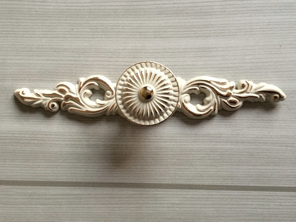 Shabby Chic Dresser Drawer Handle, Cabinet Swing Bail Pull, Creamy White Gold