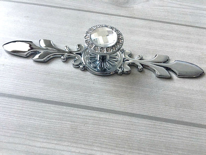 Glass Drawer Knobs with Backplate, Crystal Cabinet Hardware, Sparkle Clear Diamond