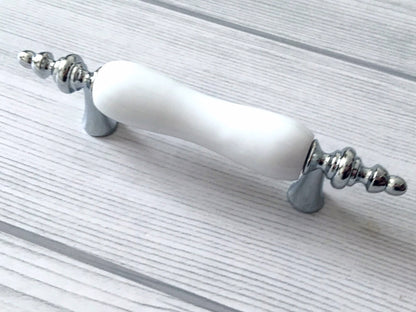 3" Centers Porcelain Cabinet Pull, Ceramic Drawer Handles 76 mm Holes