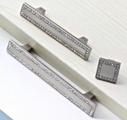 2.5" 3.75" Silver Crystal Drawer Pulls - Rhinestone Cabinet Knobs