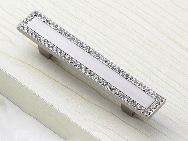 2.5" 3.75" Silver Crystal Drawer Pulls - Rhinestone Cabinet Knobs
