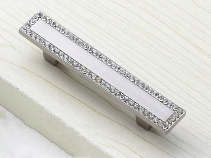 2.5" 3.75" Silver Crystal Drawer Pulls - Rhinestone Cabinet Knobs