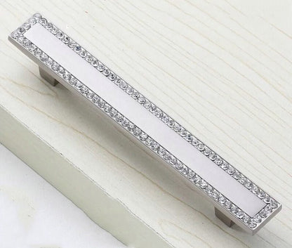 2.5" 3.75" Silver Crystal Drawer Pulls - Rhinestone Cabinet Knobs