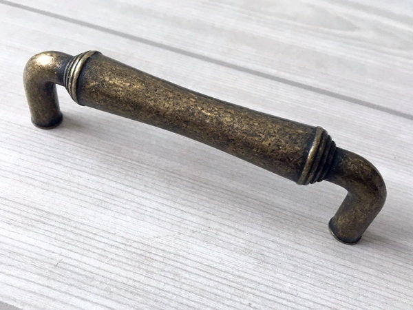 3.5" 3.75" 5" Farmhouse Drawer Handle, Rustic Cup Dresser Pull, Antique Bronze