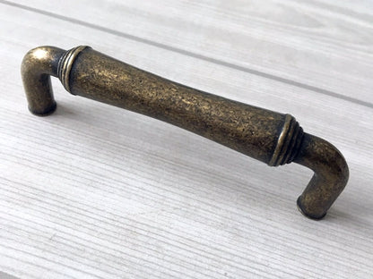 3.5" 3.75" 5" Farmhouse Drawer Handle, Rustic Cup Dresser Pull, Antique Bronze