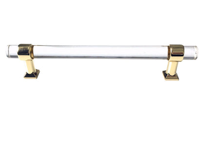Acrylic Drawer Handles, Lucite Cabinet Pulls, Polished Gold Clear, Kitchen Hardware