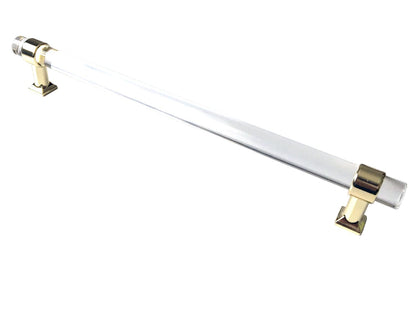 Acrylic Drawer Handles, Lucite Cabinet Pulls, Polished Gold Clear, Kitchen Hardware