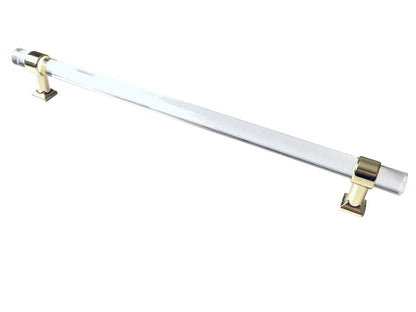 Acrylic Drawer Handles, Lucite Cabinet Pulls, Polished Gold Clear, Kitchen Hardware