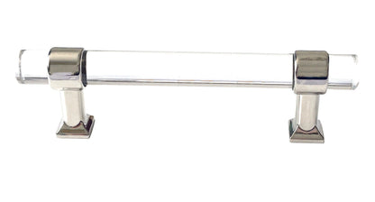 Acrylic Drawer Handles, Lucite Cabinet Pulls, Polished Chrome Silver, Minimalism Hardware