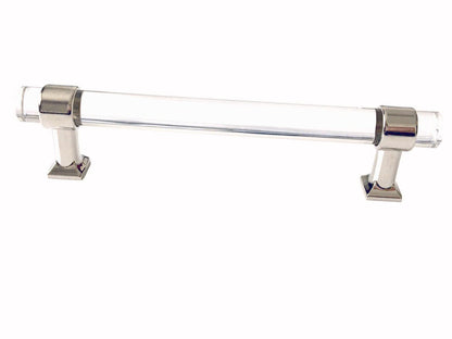 Acrylic Drawer Handles, Lucite Cabinet Pulls, Polished Chrome Silver, Minimalism Hardware