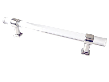 Acrylic Drawer Handles, Lucite Cabinet Pulls, Polished Chrome Silver, Minimalism Hardware