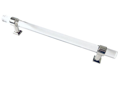 Acrylic Drawer Handles, Lucite Cabinet Pulls, Polished Chrome Silver, Minimalism Hardware