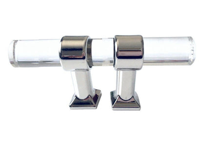Acrylic Drawer Handles, Lucite Cabinet Pulls, Polished Chrome Silver, Minimalism Hardware