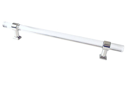 Acrylic Drawer Handles, Lucite Cabinet Pulls, Polished Chrome Silver, Minimalism Hardware