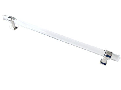Acrylic Drawer Handles, Lucite Cabinet Pulls, Polished Chrome Silver, Minimalism Hardware