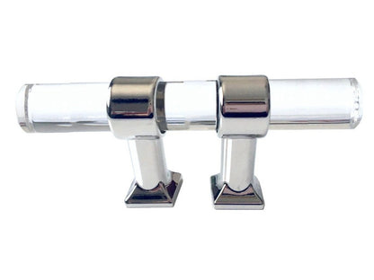 Acrylic Drawer Handles, Lucite Cabinet Pulls, Polished Chrome Silver, Minimalism Hardware