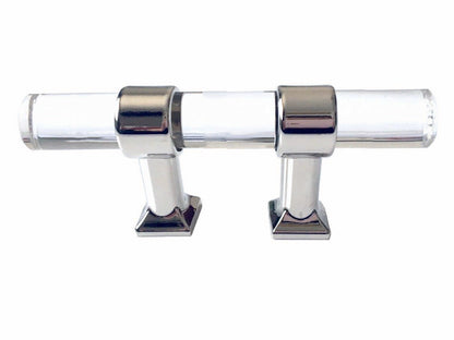 Acrylic Drawer Handles, Lucite Cabinet Pulls, Polished Chrome Silver, Minimalism Hardware