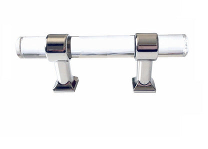 Acrylic Drawer Handles, Lucite Cabinet Pulls, Polished Chrome Silver, Minimalism Hardware