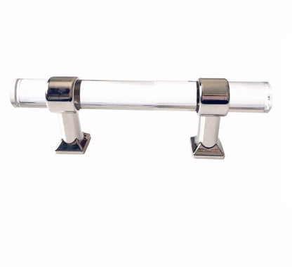 Acrylic Drawer Handles, Lucite Cabinet Pulls, Polished Chrome Silver, Minimalism Hardware