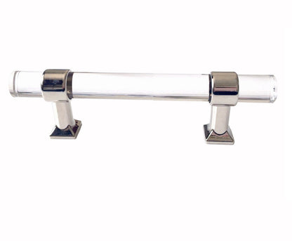 Acrylic Drawer Handles, Lucite Cabinet Pulls, Polished Chrome Silver, Minimalism Hardware