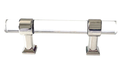 Acrylic Drawer Handles, Lucite Cabinet Pulls, Polished Chrome Silver, Minimalism Hardware