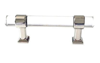 Acrylic Drawer Handles, Lucite Cabinet Pulls, Polished Chrome Silver, Minimalism Hardware