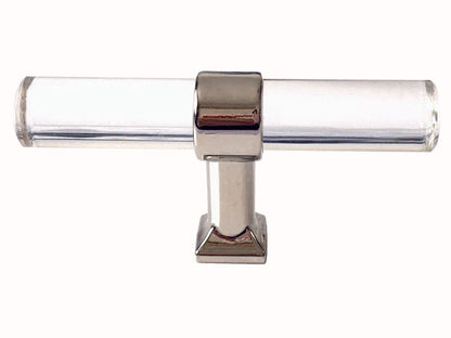Acrylic Drawer Handles, Lucite Cabinet Pulls, Polished Chrome Silver, Minimalism Hardware
