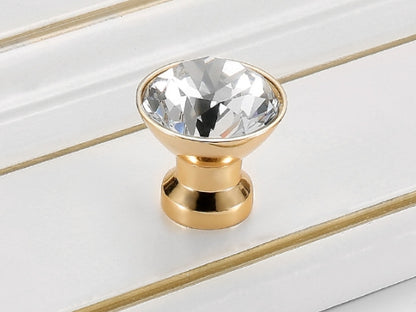 Crystal Glass Diamond Cut Drawer Pulls - Gold/Matte Black