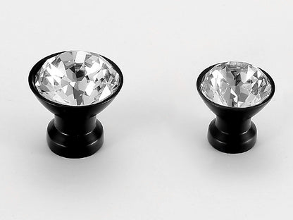 Crystal Glass Diamond Cut Drawer Pulls - Gold/Matte Black