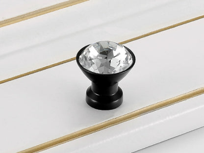 Crystal Glass Diamond Cut Drawer Pulls - Gold/Matte Black