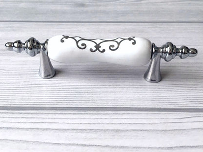 3" Centers Porcelain Cabinet Pull, Ceramic Drawer Handles 76 mm Holes