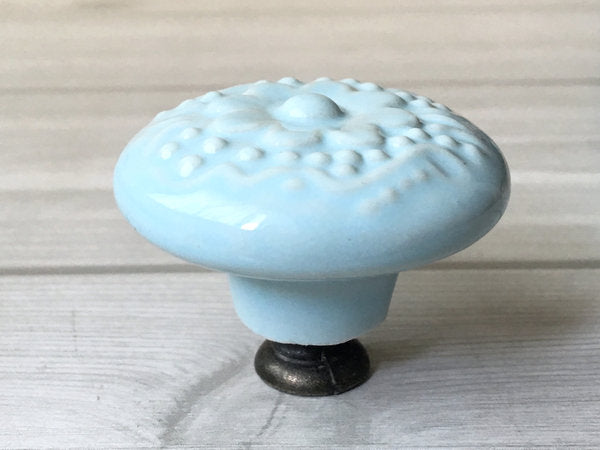 1.75" Dia Colorful Ceramic Cabinet Knob, Boho Drawer Pull, Beige Blue Brown Green Gray