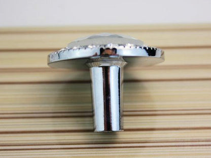 Gold Silver Glass Crystal Dresser Drawer Knob, Cabinet Pull, Shiny Clear Diamond Cut