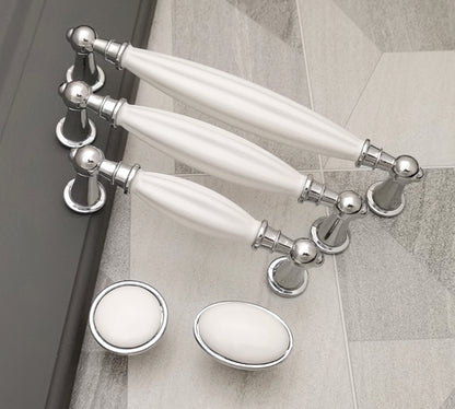 3.75" 5" 6.25" White Ceramic Handles - Elegant Kitchen Hardware