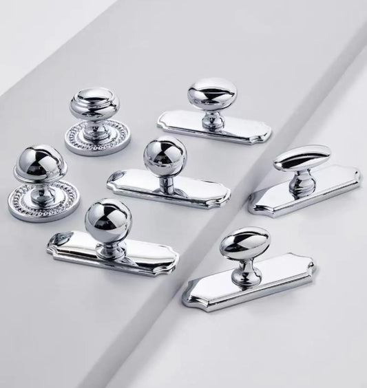 Polished Chrome Cabinet Knob with Backplate for Sleek Modern Decor