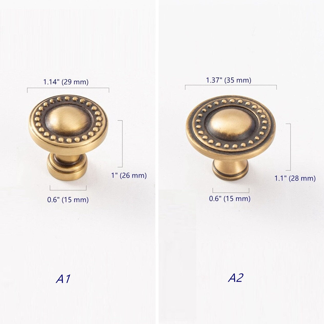 Solid Brass Flower Patterned Cabinet Knobs - Antique Bronze - LynnsHardware