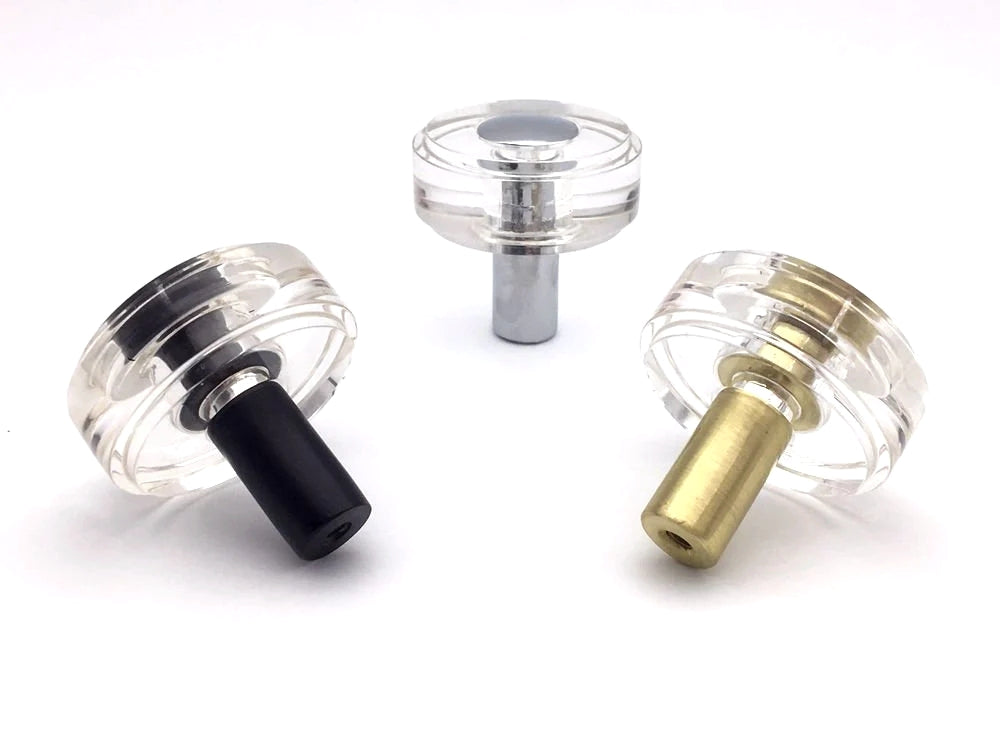Lucite Drawer Knob with black, nickel and gold finishes