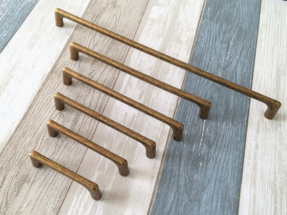 Aged Brass Cabinet Pull Handles Hardware Dresser Drawer Pulls Mid Century Modern