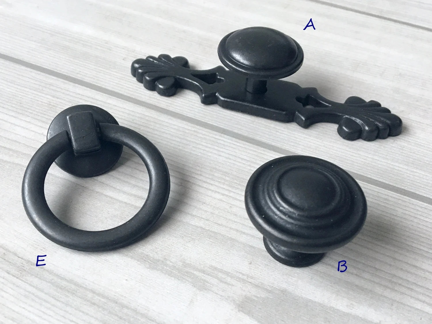 Antique Black Cabinet Knob Backplate Drop Ring Drawer Pulls Kitchen Hardware