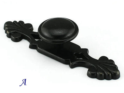 Antique Black Vintage Style Cabinet Knob Backplate Drawer Pulls Kitchen Hardware