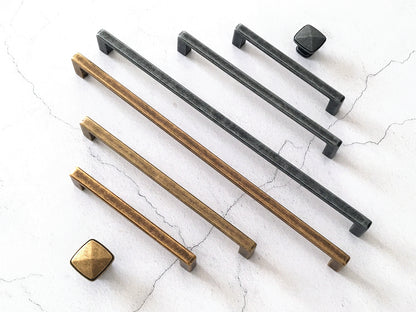 Antique Bronze Cabinet Handles Hardware Kitchen Dresser Drawer Pulls Mid Century Modern