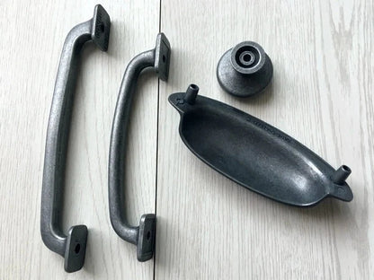 Antique Pewter Cabinet Pull Handles Hardware Dresser Pulls Drawer Knobs 