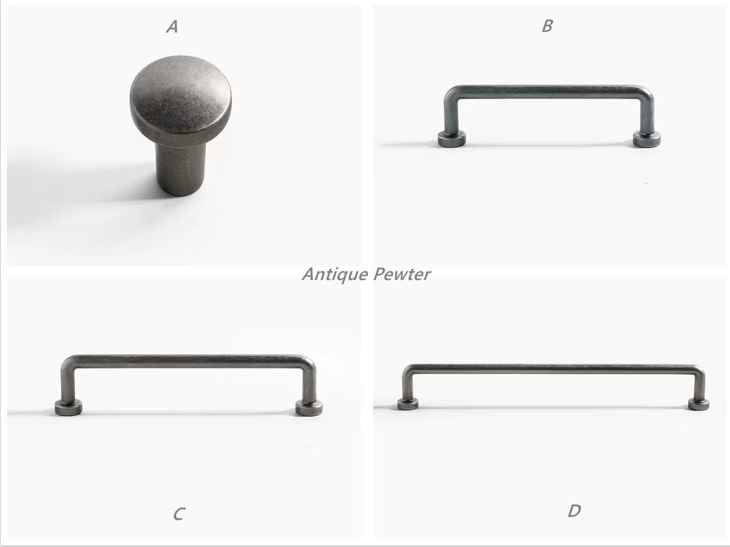 Antique Pewter Drawer Knobs Cabinet Pull Handles Rustic Slim