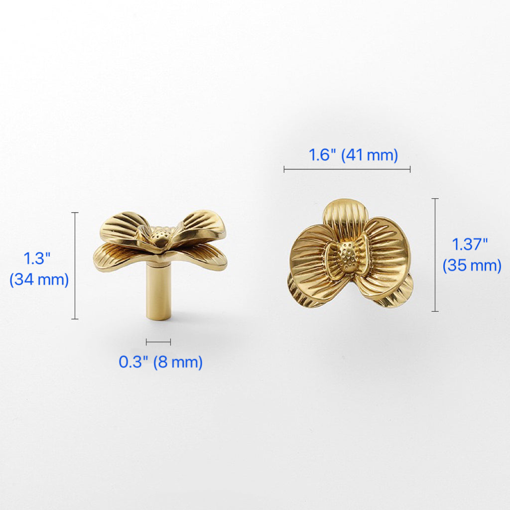 Art deco Gold Flower Cabinet Knobs Dresser Drawer Pulls Hardware MCM
