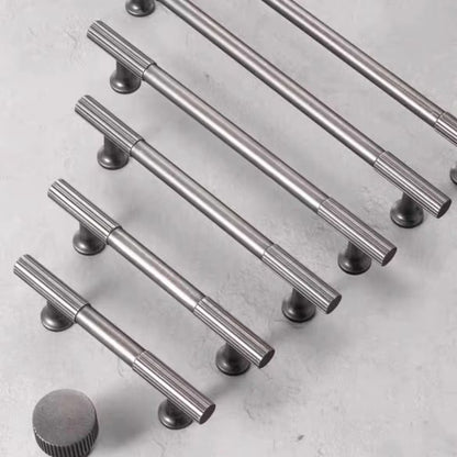 Antique Pewter Fluted Cabinet Pulls, Knurled Drawer Knobs, Kitchen Hardware